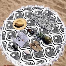 100% cotton black and white amazing line Round Beach Towel RBT-164